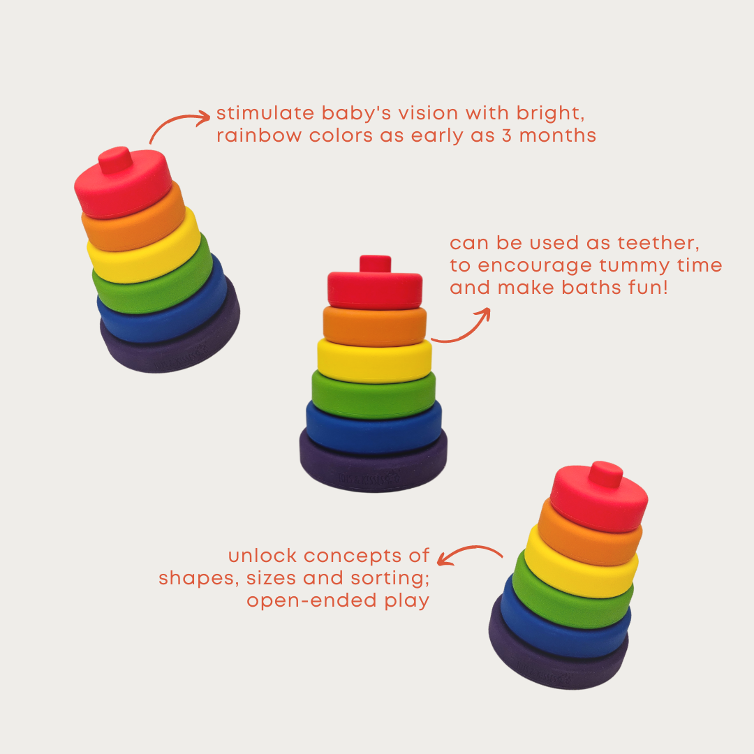 Rainbow Silicone Stacking Blocks (Mini Tower)