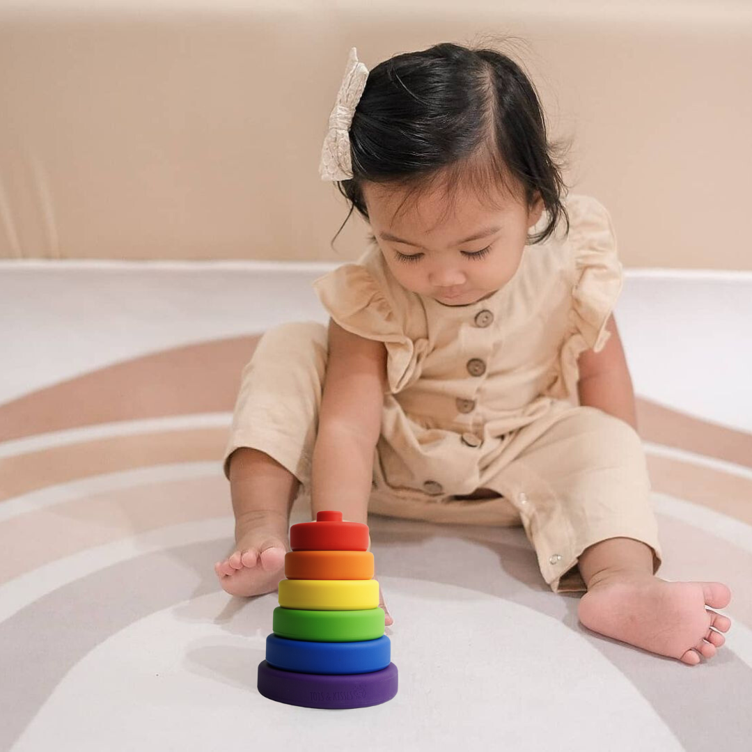 Rainbow Silicone Stacking Blocks (Mini Tower)